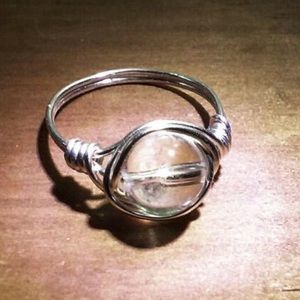 Silver Wire Wrapped Clear Crystal Ring - Clear